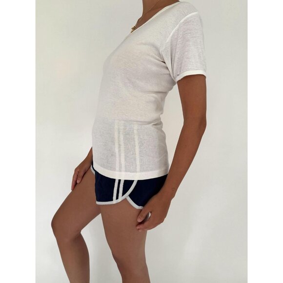 90s vintage distressed holes classic cotton short sleeved white blank tee shirt - Picture 2 of 10